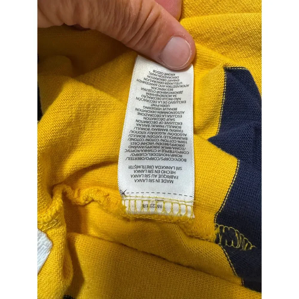 Polo Ralph Lauren Rugby Shirt Mens Small Yellow Navy Blue Striped Long Sleeve